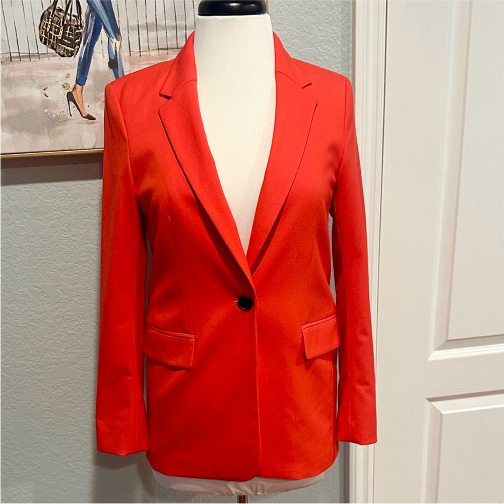 H&M Bold Coral Women's Single Button Blazer • NEW!!